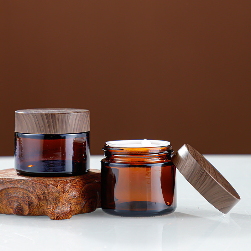 Refillable Glass Cosmetic Cream Jars 10g  with Bamboo Wooden Lids for Lotion Cream  Jar Scrub Cream Sr