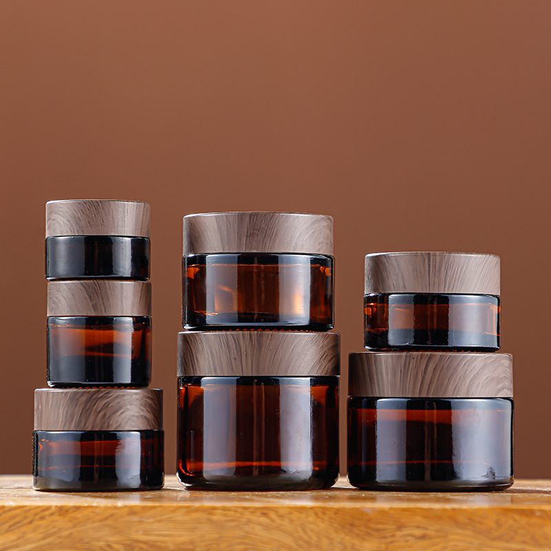 Refillable Glass Cosmetic Cream Jars 10g  with Bamboo Wooden Lids for Lotion Cream  Jar Scrub Cream Sr