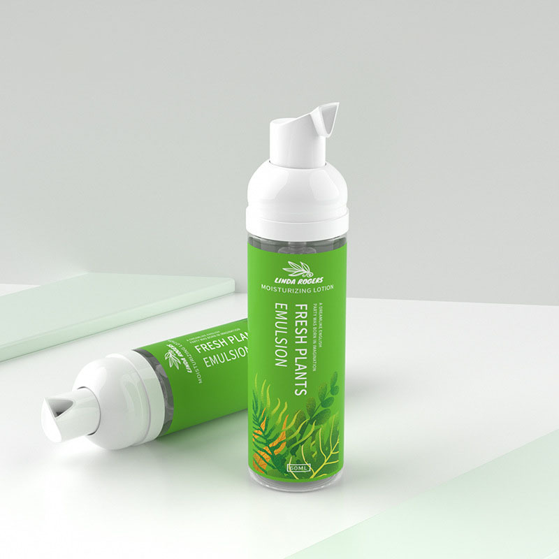 Yuyao Factory 60ml PET Plastic Round Foaming Face Wash Bottle with White Pump Sprayer Cosmetics Foam Pump Bottles