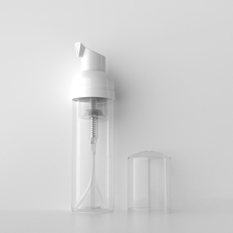 Yuyao Factory 60ml PET Plastic Round Foaming Face Wash Bottle with White Pump Sprayer Cosmetics Foam Pump Bottles