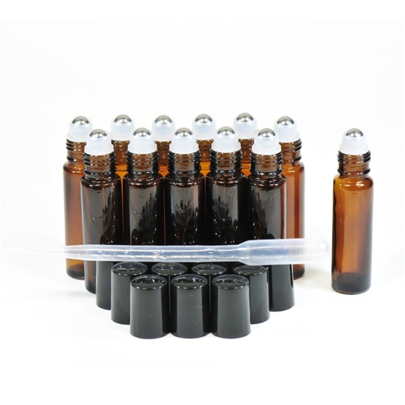 Wholesale Empty Roll on Glass Bottle Essential Oil 5ml 10ml Roller Bottle with Plastic Cap