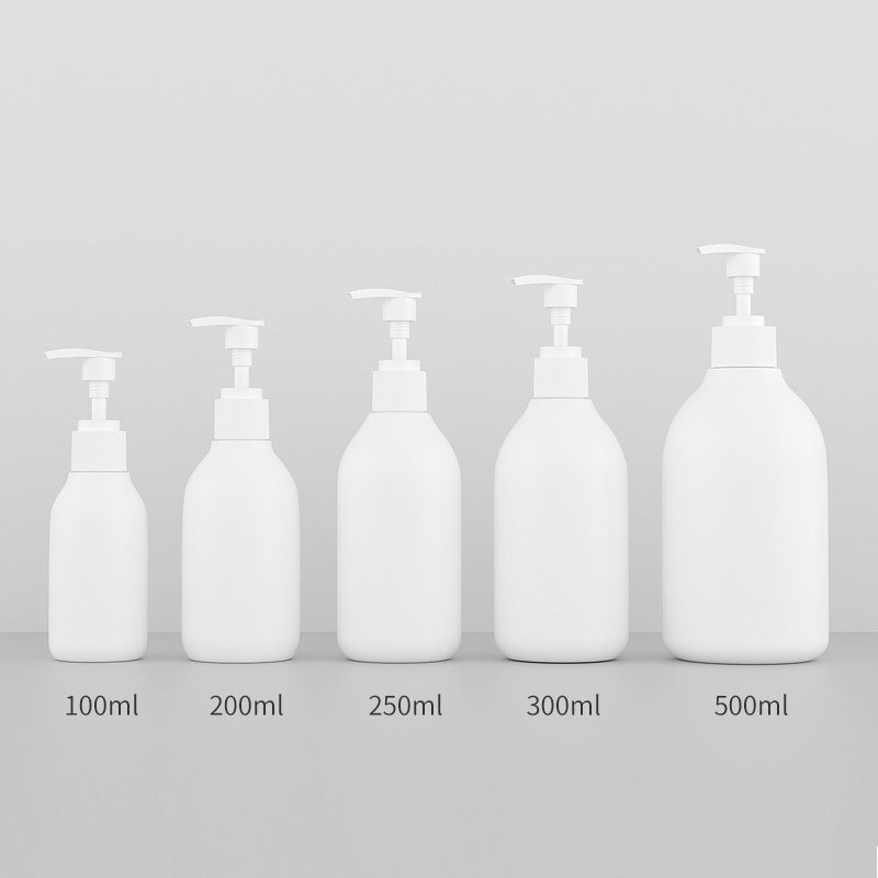 Private Label 200ml White Plastic Cosmetic Pump Bottles for Skincare Cream PE Shampoo Body Wash 150ml Capacity