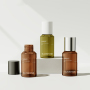 Empty Skincare Packaging 50ml Slant Shoulder Plastic PET Bottle Private Label Accept Amber Green Color for Cosmetic Brand