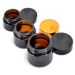 Wholesale 30g 50g 60g 100g 120g 150g 250g Cosmetic Containers Amber Face Cream Glass Jar with Black or Golden Screw Top