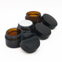 Wholesale 30g 50g 60g 100g 120g 150g 250g Cosmetic Containers Amber Face Cream Glass Jar with Black or Golden Screw Top