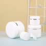 Custom Logo 250ml Luxury Cream Jar 8 oz White Plastic Luxury Skincare Jar with Silver Edge Recyclable for Skin Care