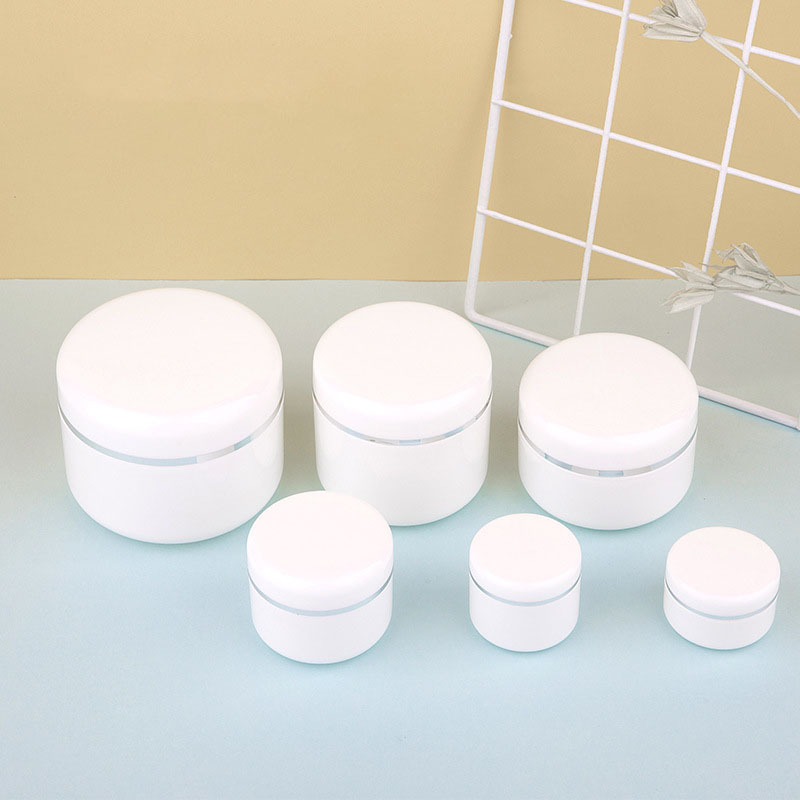 Custom Logo 250ml Luxury Cream Jar 8 oz White Plastic Luxury Skincare Jar with Silver Edge Recyclable for Skin Care