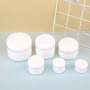 Custom Logo 250ml Luxury Cream Jar 8 oz White Plastic Luxury Skincare Jar with Silver Edge Recyclable for Skin Care