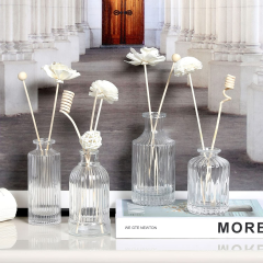 Perfume Bottle Clear Fragrance Glass Reed Diffuser Bottle Empty Vintage Style Ribbed Decorative Bottles for Aromatics