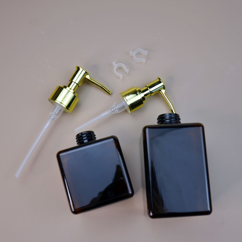 Skincare Packaging 250ml 350ml square Lotion Bottles Luxury Lotion Bottle Hair Conditioner Shampoo Bottle Gold Pump Silver