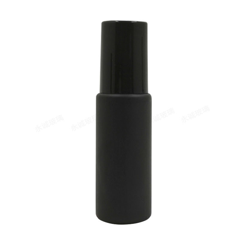 High-End 4ml Black Frosted Glass Roll-on Bottle for Skin Care Serum Empty with Screw Cap MOQ 100pcs
