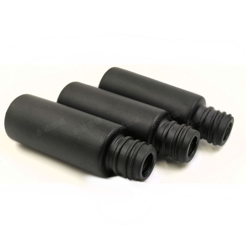 High-End 4ml Black Frosted Glass Roll-on Bottle for Skin Care Serum Empty with Screw Cap MOQ 100pcs