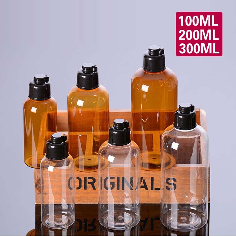 100ml 200ml 300ml Clear Amber Facial Cleanser Shampoo Plastic Pet Boston Shape Bottle for Packaging