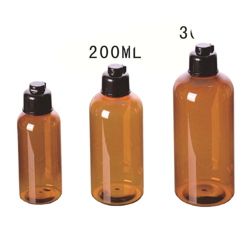 100ml 200ml 300ml Clear Amber Facial Cleanser Shampoo Plastic Pet Boston Shape Bottle for Packaging
