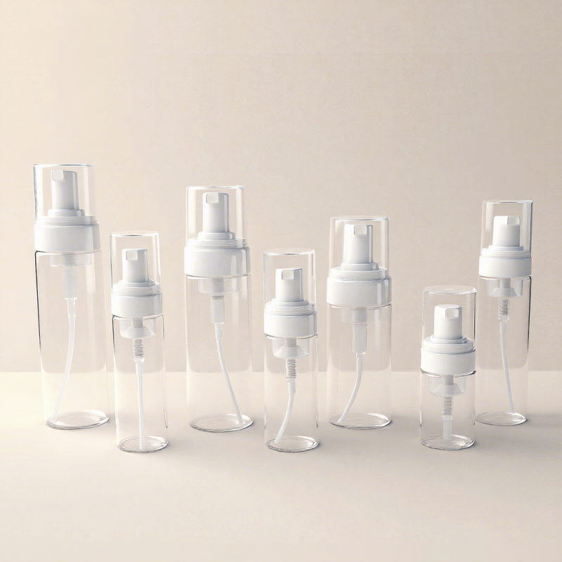200ml Empty Clear Plastic Transparent PET Foaming Bottle with Dust Cap for Face Wash Hand Soap Skincare Packaging