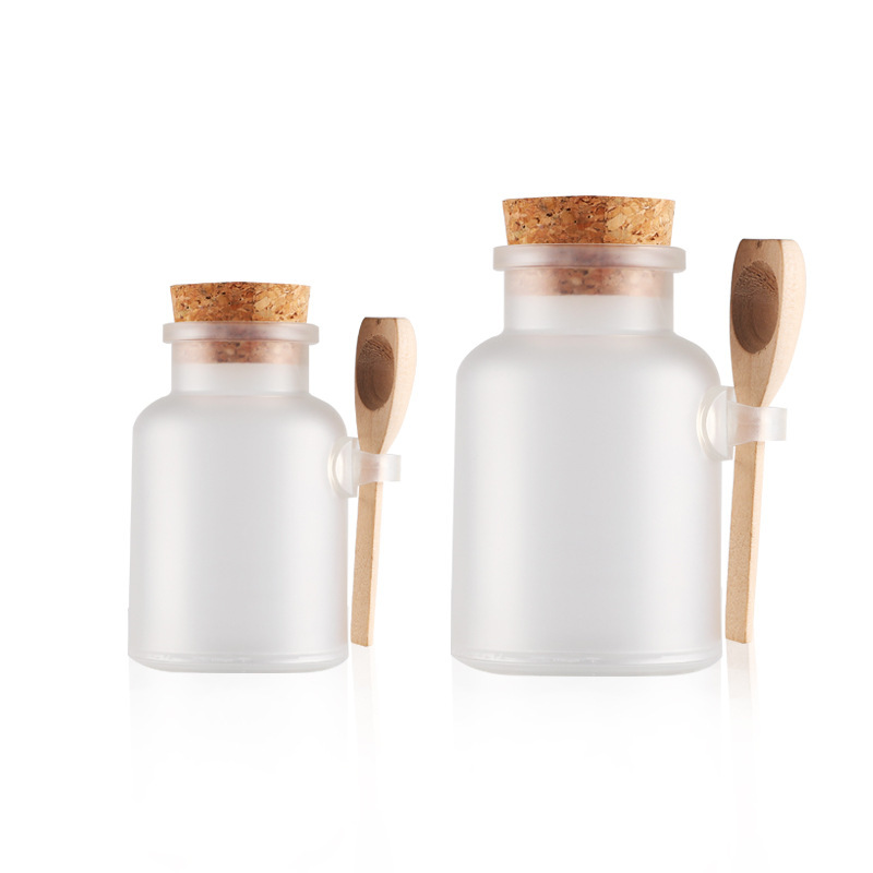 100g/200g Empty Matte Bath Salt Packaging Bottle Plastic Jar with Spoon