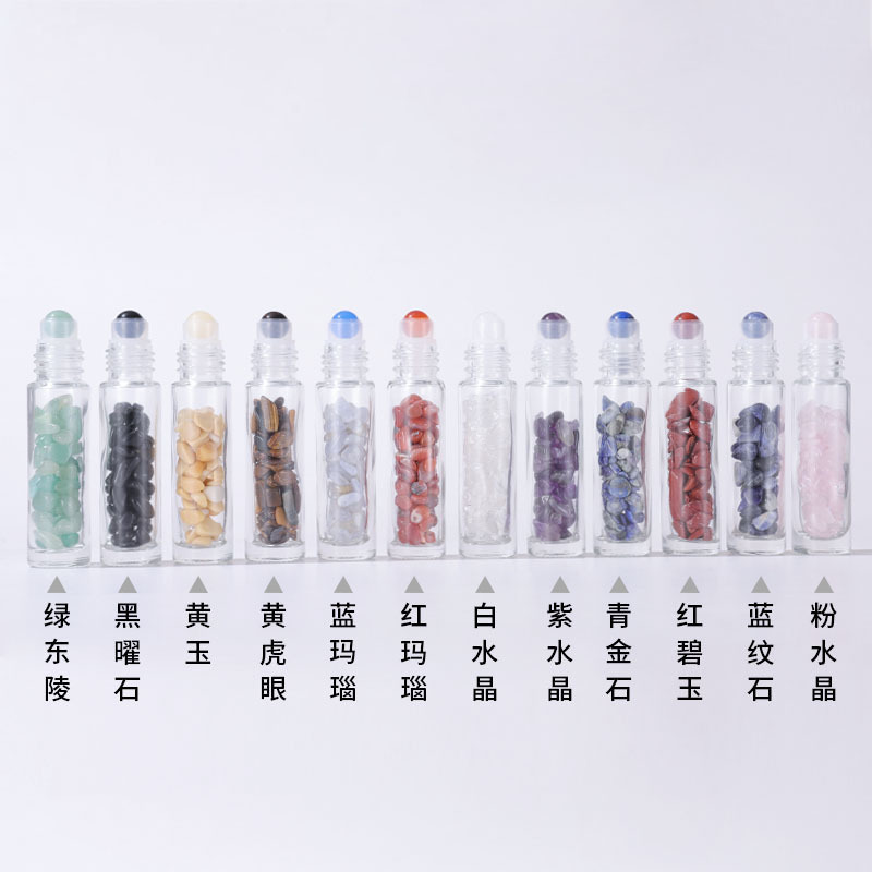 Beautiful Pursuit Expectation Essential Oil Bottle 10ml Roll on Bottle clear Essential Oil Perfume Gemstone Roller Ball Bottle