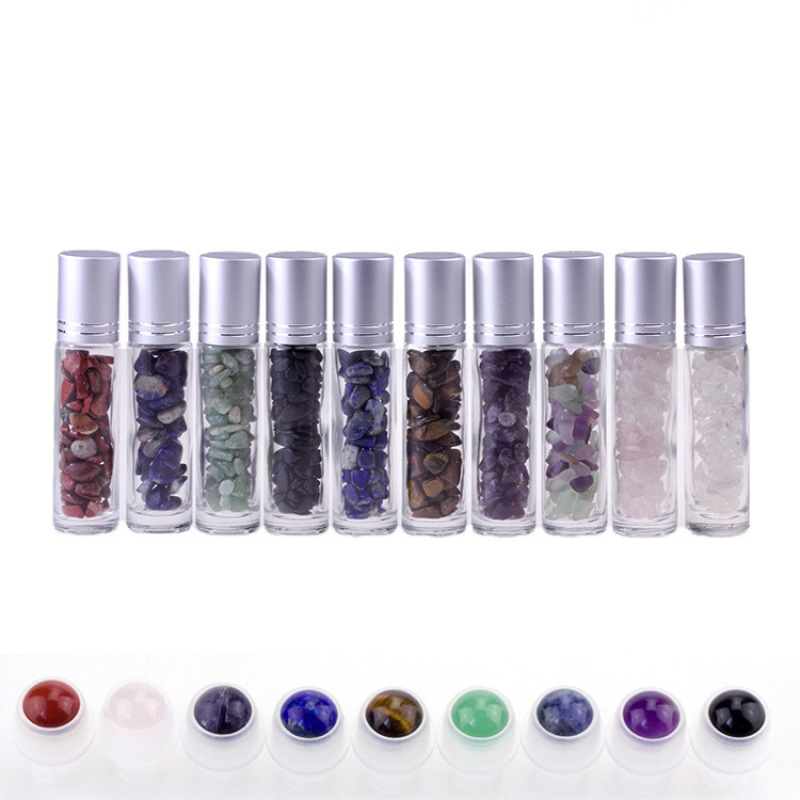 Beautiful Pursuit Expectation Essential Oil Bottle 10ml Roll on Bottle clear Essential Oil Perfume Gemstone Roller Ball Bottle