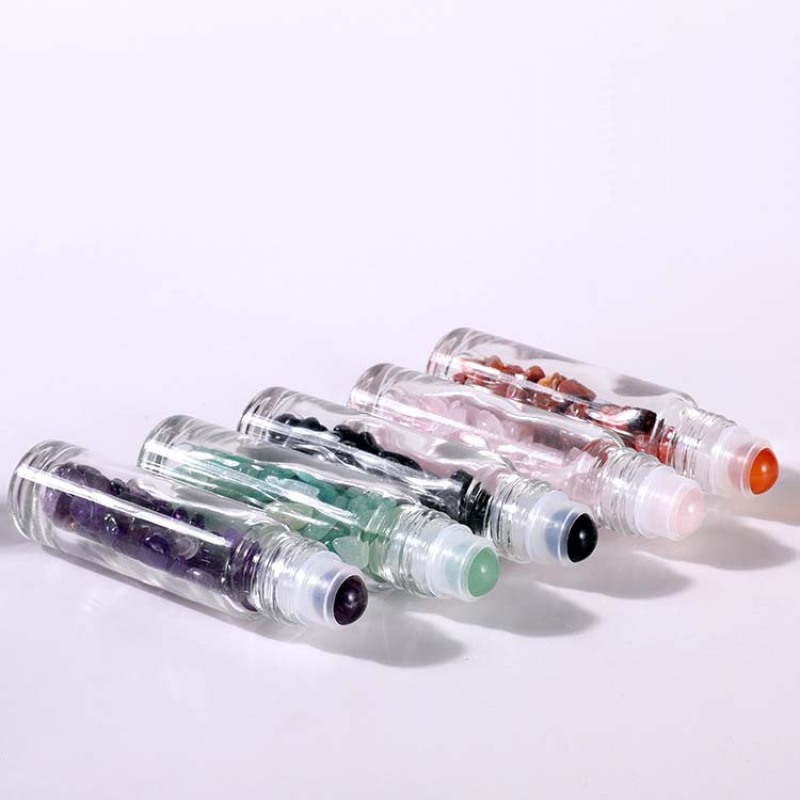 Beautiful Pursuit Expectation Essential Oil Bottle 10ml Roll on Bottle clear Essential Oil Perfume Gemstone Roller Ball Bottle