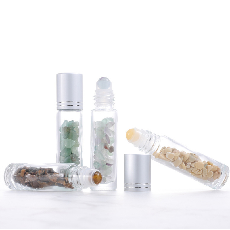 Beautiful Pursuit Expectation Essential Oil Bottle 10ml Roll on Bottle clear Essential Oil Perfume Gemstone Roller Ball Bottle