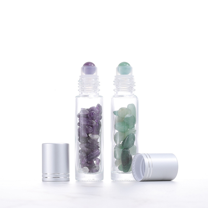 Beautiful Pursuit Expectation Essential Oil Bottle 10ml Roll on Bottle clear Essential Oil Perfume Gemstone Roller Ball Bottle