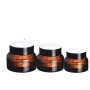 Empty Cosmetics Cream Ember Glass Jar with Black Crew Cup