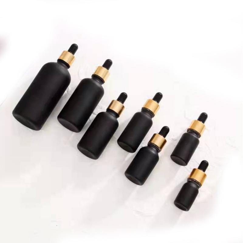 Matte Black 30ml Empty Essential Oil Dropper Bottle Cosmetic Hair Oil Bottles with Black Dropper