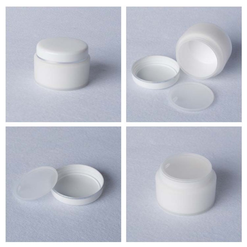 New Arrival Factory Price 15g 30g 50g White Round Plastic PP Cosmetic Double Wall Screw Cap Jar with Silver Ring