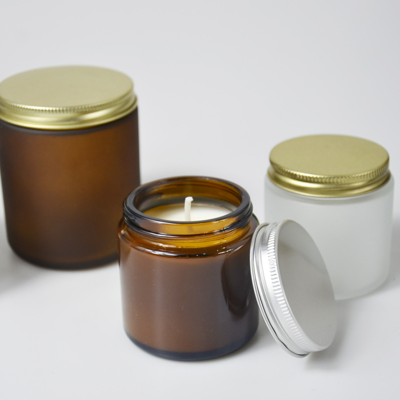 Empty 250ml Amber Matte Black Color Glass Candle Jars Luxury for Candles with Aluminum Lid