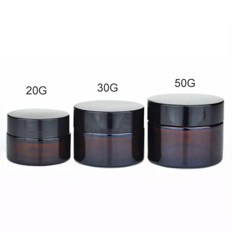 Empty Cosmetics Packing Frosted Amber Glass Jar 20G 30G 50G