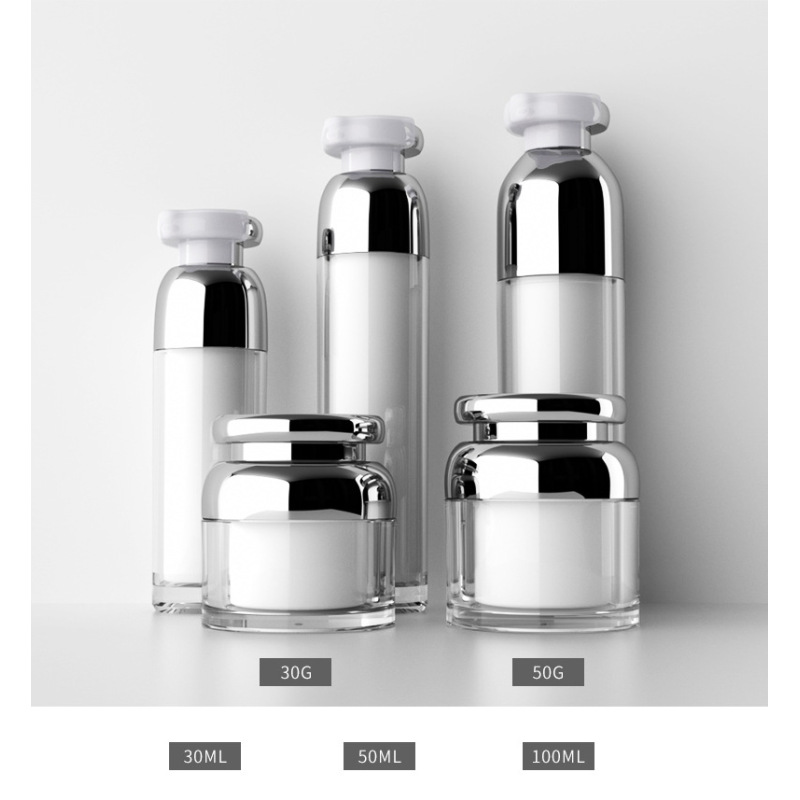 Luxury 30g Silver Lid Empty Jars for Creams Acrylic Round Cream Jar Skincare Plastic PP Cosmetic Jar