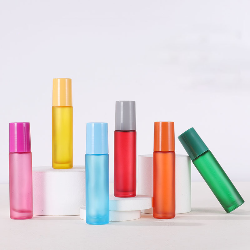 Essential Oil Bottle Luxury Colorful 5ML Essential Oil Roller Bottles Frosted 10ml Roll on Bottle Essential Oil Bottle 10ml