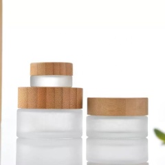 2025 New Arrival Empty Facial Night Cream Jars Round Shape Cosmetic Jar Glass with Wooden Lid