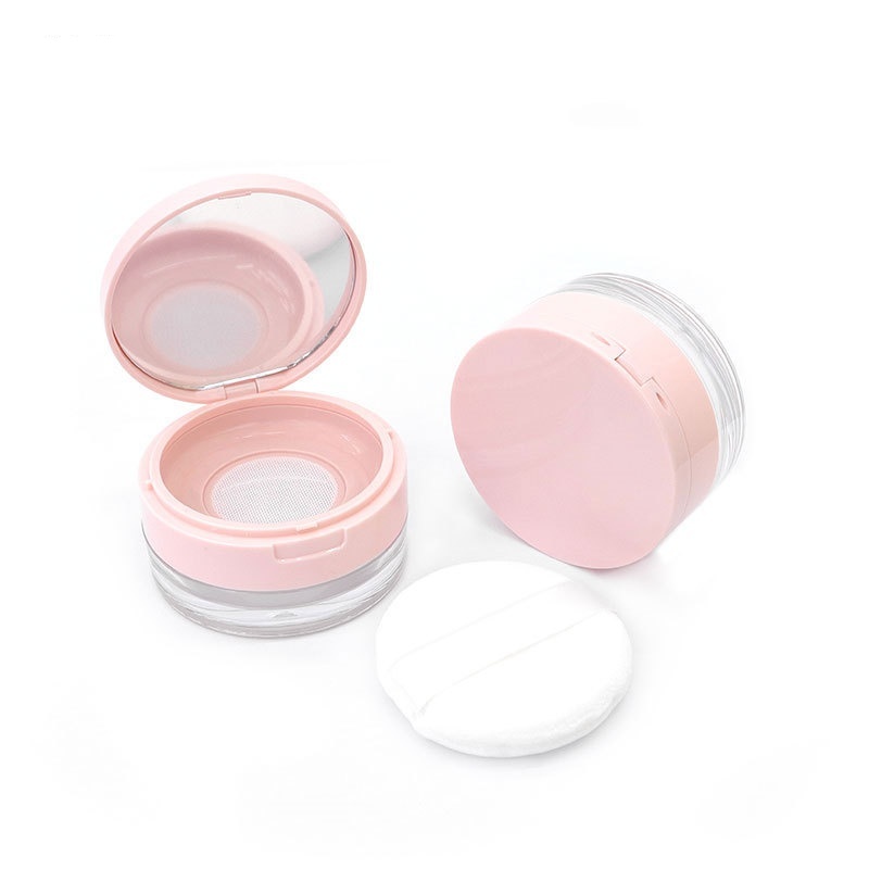 10g 20g Round Flapper Loose Powder Containers Portable Loose Setting Powder with Mirror Powder Puff