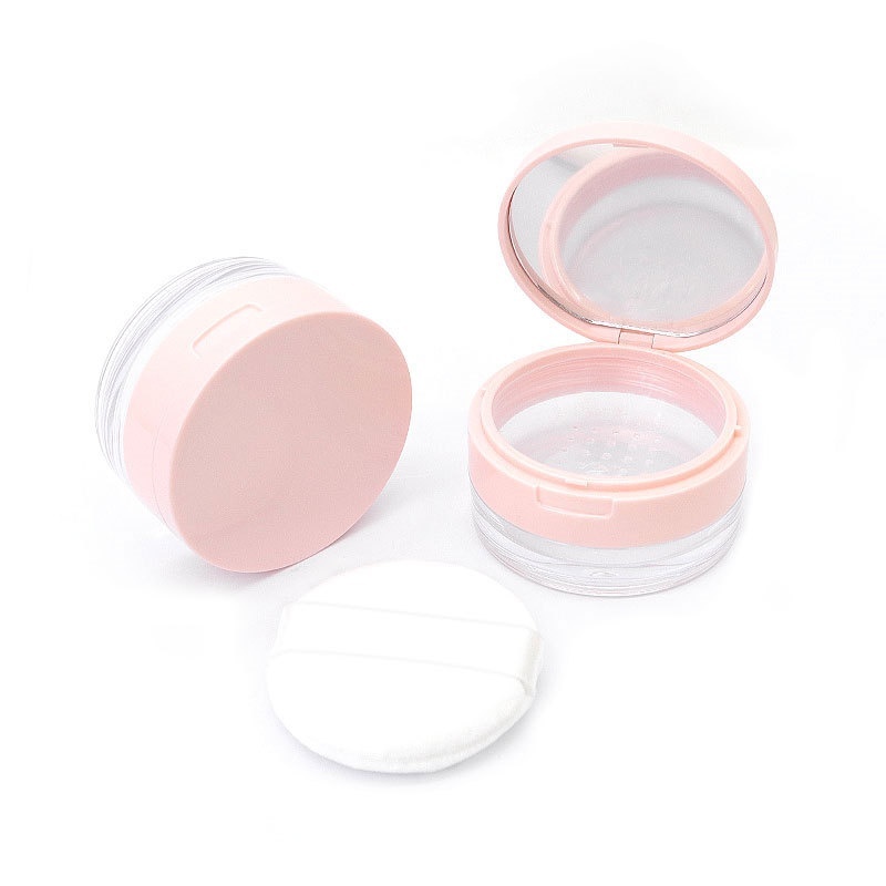 10g 20g Round Flapper Loose Powder Containers Portable Loose Setting Powder with Mirror Powder Puff