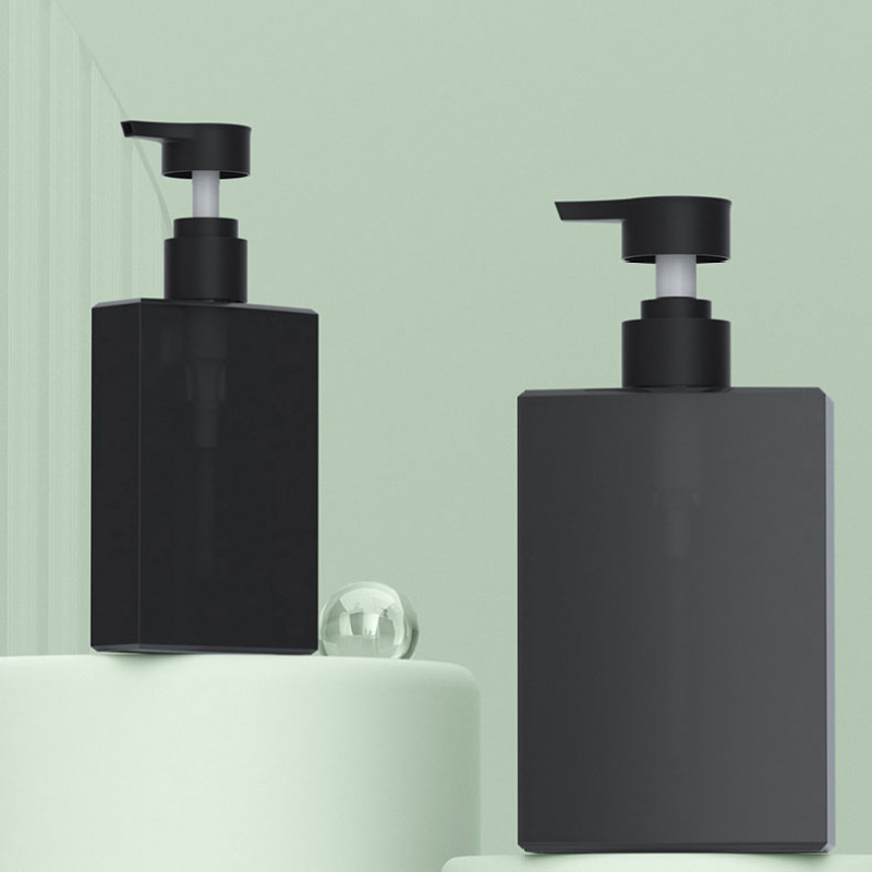 200ml 400ml Square Matte Black PET Plastic Lotion Pump Bottle Shampoo Bottle Hand Lotion Shower Gel Bottle for Men