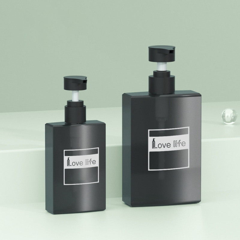 200ml 400ml Square Matte Black PET Plastic Lotion Pump Bottle Shampoo Bottle Hand Lotion Shower Gel Bottle for Men