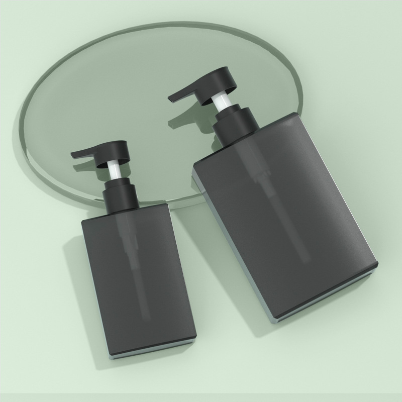 200ml 400ml Square Matte Black PET Plastic Lotion Pump Bottle Shampoo Bottle Hand Lotion Shower Gel Bottle for Men