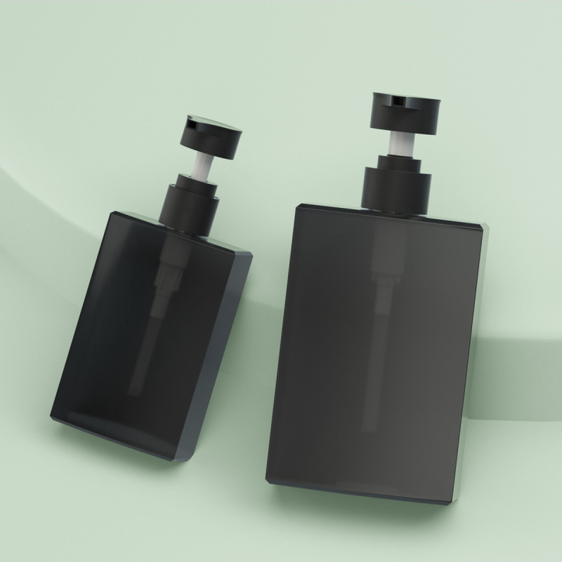 200ml 400ml Square Matte Black PET Plastic Lotion Pump Bottle Shampoo Bottle Hand Lotion Shower Gel Bottle for Men