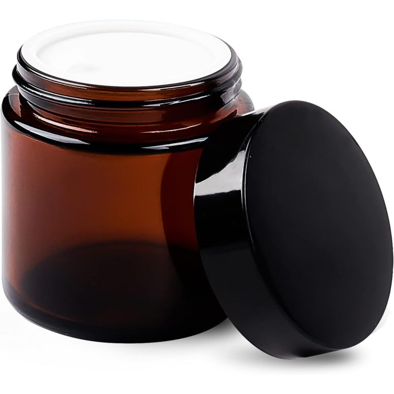 12 Pack 4 Oz Empty Thick Amber round Glass Candle Jars with Lids