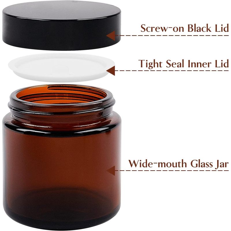 12 Pack 4 Oz Empty Thick Amber round Glass Candle Jars with Lids