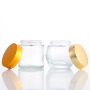 100g Clear Round Glass Skincare Cream Jars with Gold Plastic Screw Cap Personal Care Empty Cosmetic Recyclable Industrial Use
