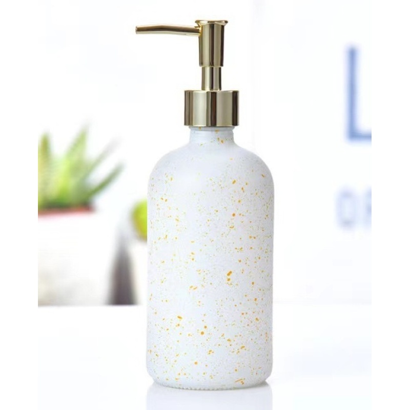 Wholesale 500ml  Yellow Black White Green Round Glass Hand Wash Soap Liquid Bottle With Spray  Pump