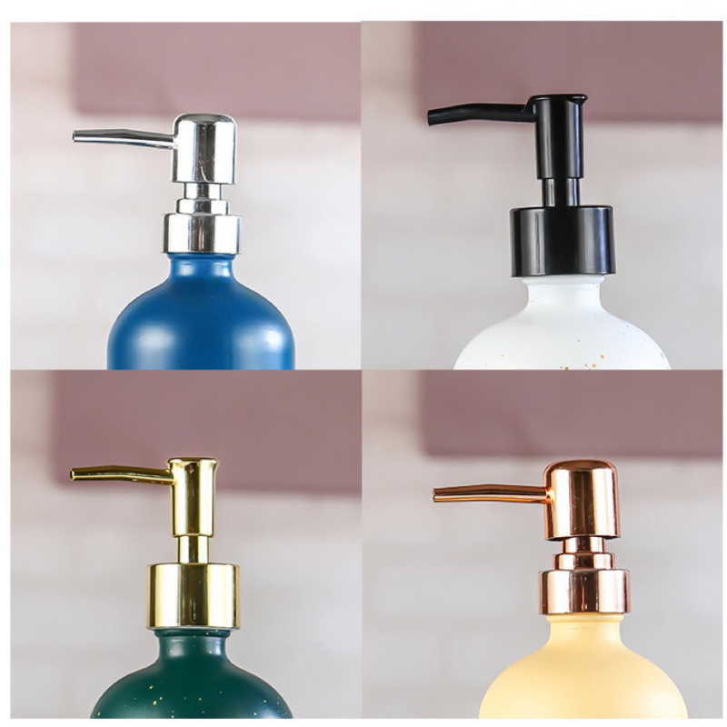 Wholesale 500ml  Yellow Black White Green Round Glass Hand Wash Soap Liquid Bottle With Spray  Pump