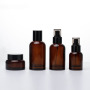 Minimalist Style Amber 50g/40ml/100ml/120ml Glass Bottle Round Shoulder Cosmetic Packaging for Skincare for Personal Care