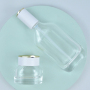 Thick Bottom Serum Bottle Frosted Glass Lotion Pump Bottle Cosmetic Container in Flat Shape