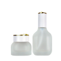 Thick Bottom Serum Bottle Frosted Glass Lotion Pump Bottle Cosmetic Container in Flat Shape