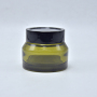 Dark Green Wide Mouth Glass Cream Jar 50g Black Cap