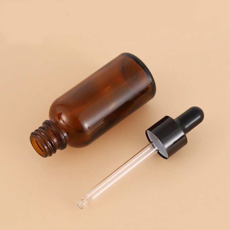 10ml/30ml/50ml/100ml Amber Essential Oil Cosmetic Packing Dropper Skin Care Glass Bottle With Black Cap
