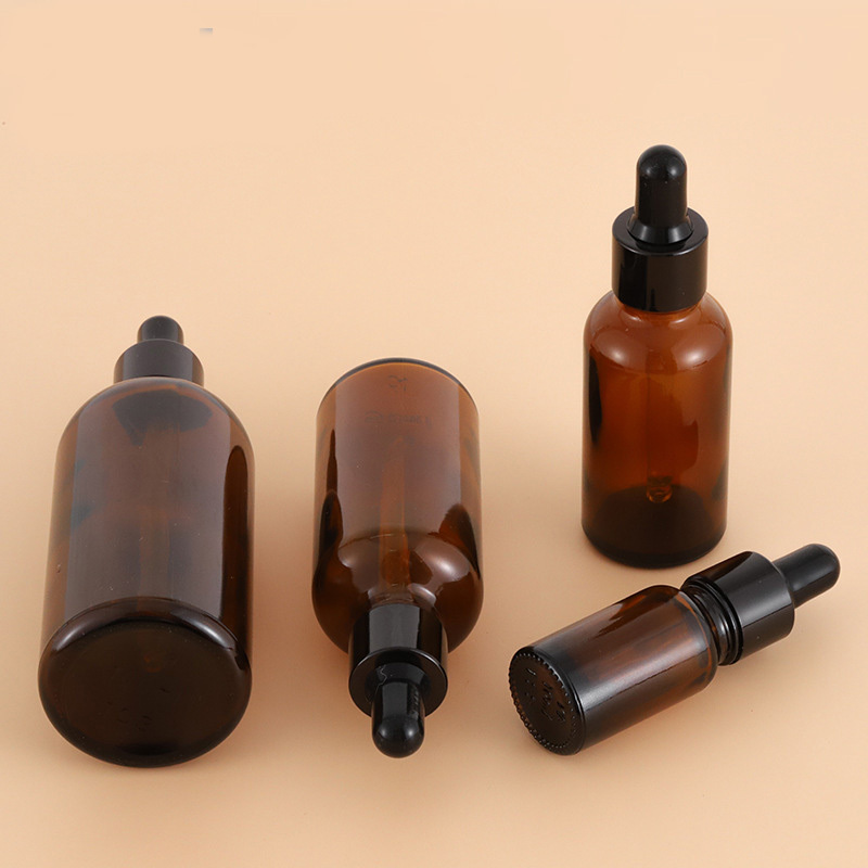 10ml/30ml/50ml/100ml Amber Essential Oil Cosmetic Packing Dropper Skin Care Glass Bottle With Black Cap